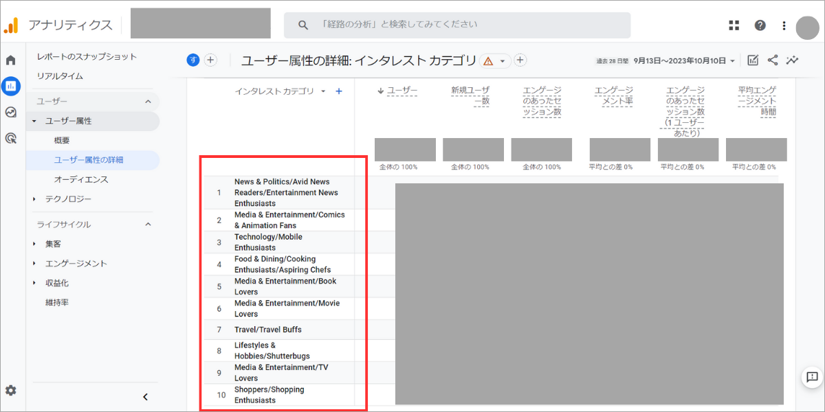 インタレストカテゴリの説明５