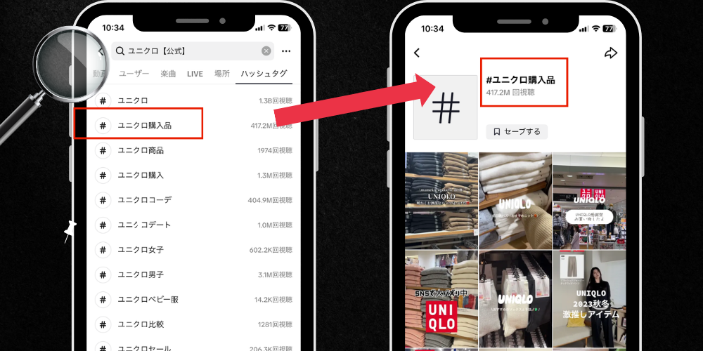 1.ハッシュタグ検索により多くのユーザーに投稿を見てもらえる
