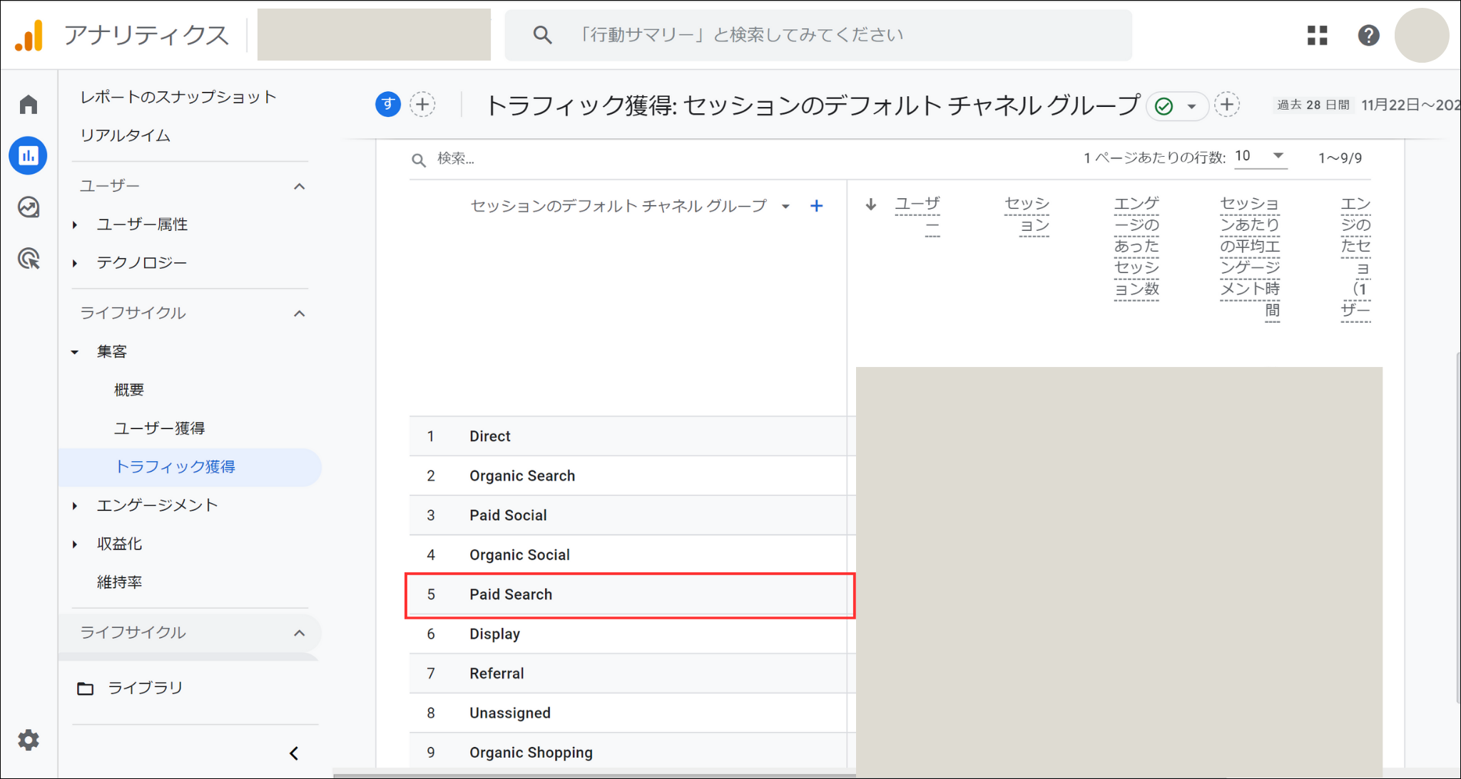 Googleアナリティクス「Paid Search」のチャネル