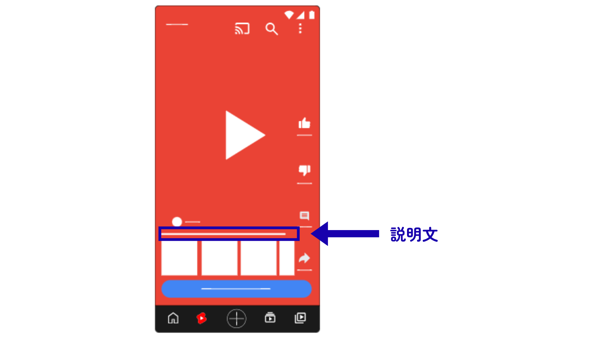 YouTubeショート動画広告の広告文の表示箇所
